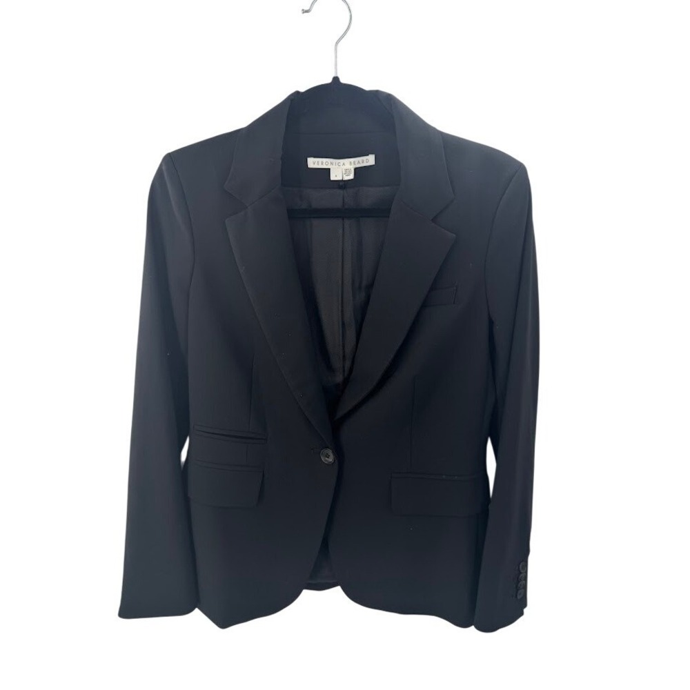 Veronica Beard Black Wool Single Button Classic Dickey Jacket Blazer Size 4 - Picture 4 of 12